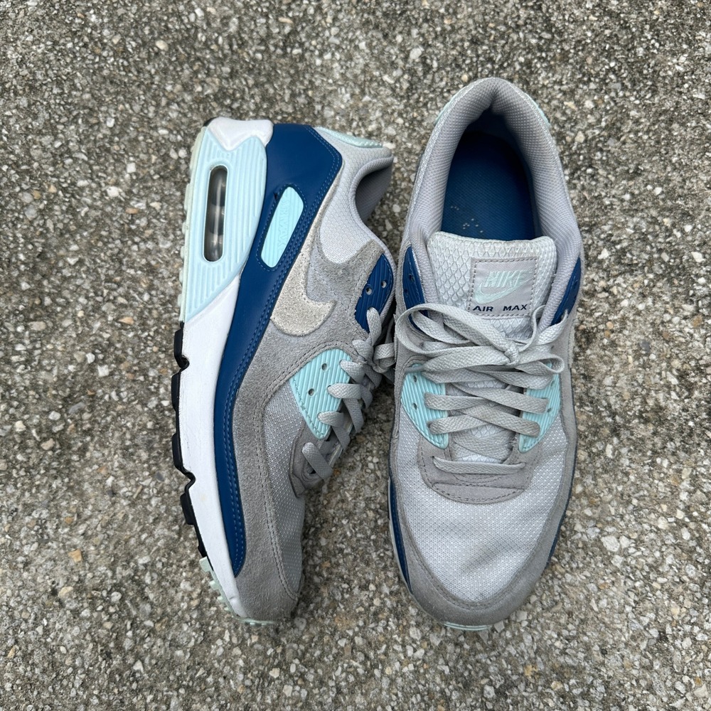 Nike Air Max 90 Wolf Grey Midnight Navy Sneakers FN6958-001 Mens 12